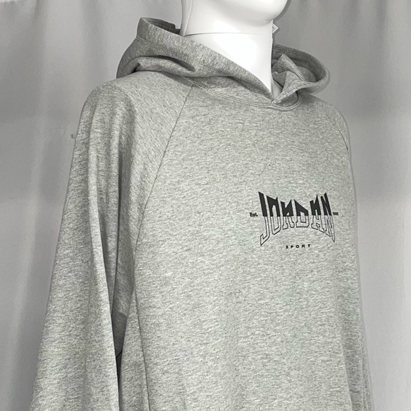 Air Jordan Large Retro Gray Black Pullover Fleece Hooded Pocketed Sweatshirt New - Picture 6 of 11